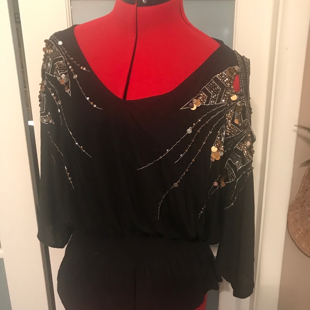 Miss Me black embellished top